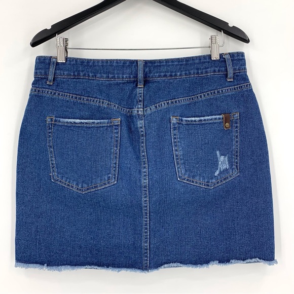 Roxy Icon Blue Denim Raw Edge Mini Skirt, XL - Picture 14 of 16